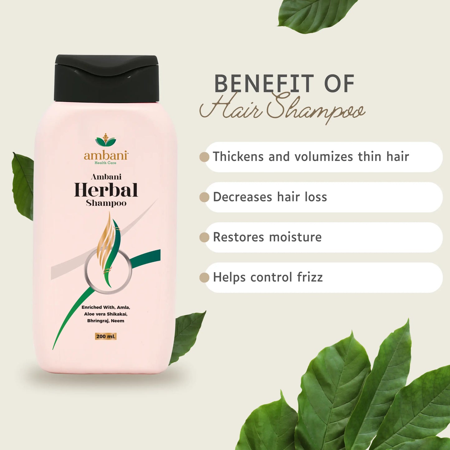 MBANI HEALTH CARE Herbal and Red Onion Anti-Dandruff Hair Shampoo I for Hair Growth & Hair Fall Control I with Natural Ingredients I Deep Nourishment, Shiny I for All Hair Types - 200ML + 200ML