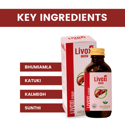 AMBANI HEALTH CARE Livoxi Syrup I 100% Naturally Ayurvedic Medicine I Helps with Liver Protection, Cleanse, and Detox I Improves Digestion I Immunity, and Metabolism I for Men and women - 200 ML
