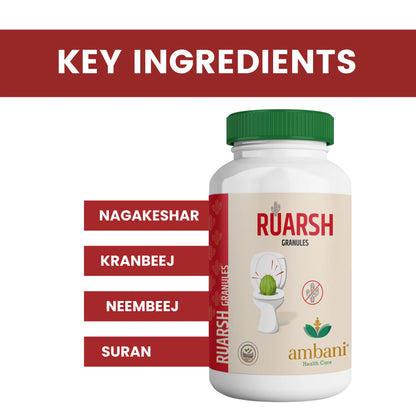 AMBANI HEALTH CARE Ruarsh Granules I Herbal Extracts I Natural Ayurvedic I Effective Ingredients I Relief from Hemorrhoids I Reduces inflammation and swelling – 100gm