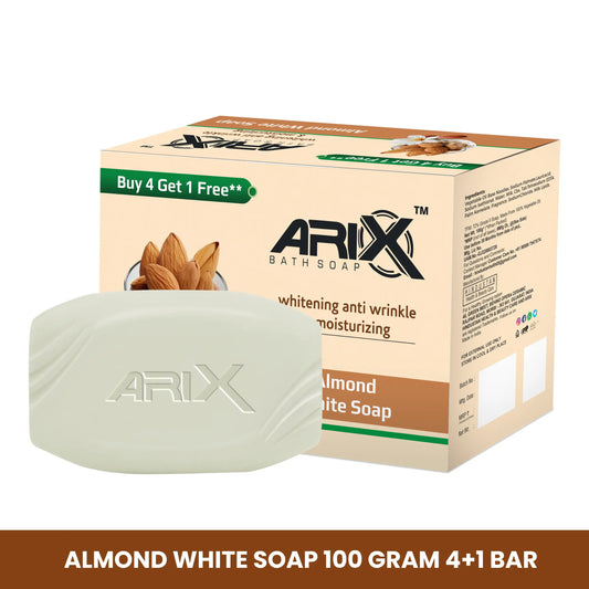 ARIX Almond Soap with Essential Oil I Natural Cleanser I Handmade Bathing Bar for Face & Body I Clear, Glowing & Radiant Skin, Moisturizing I for Women & Men with All Skin Type (Pack of 4 + 1)