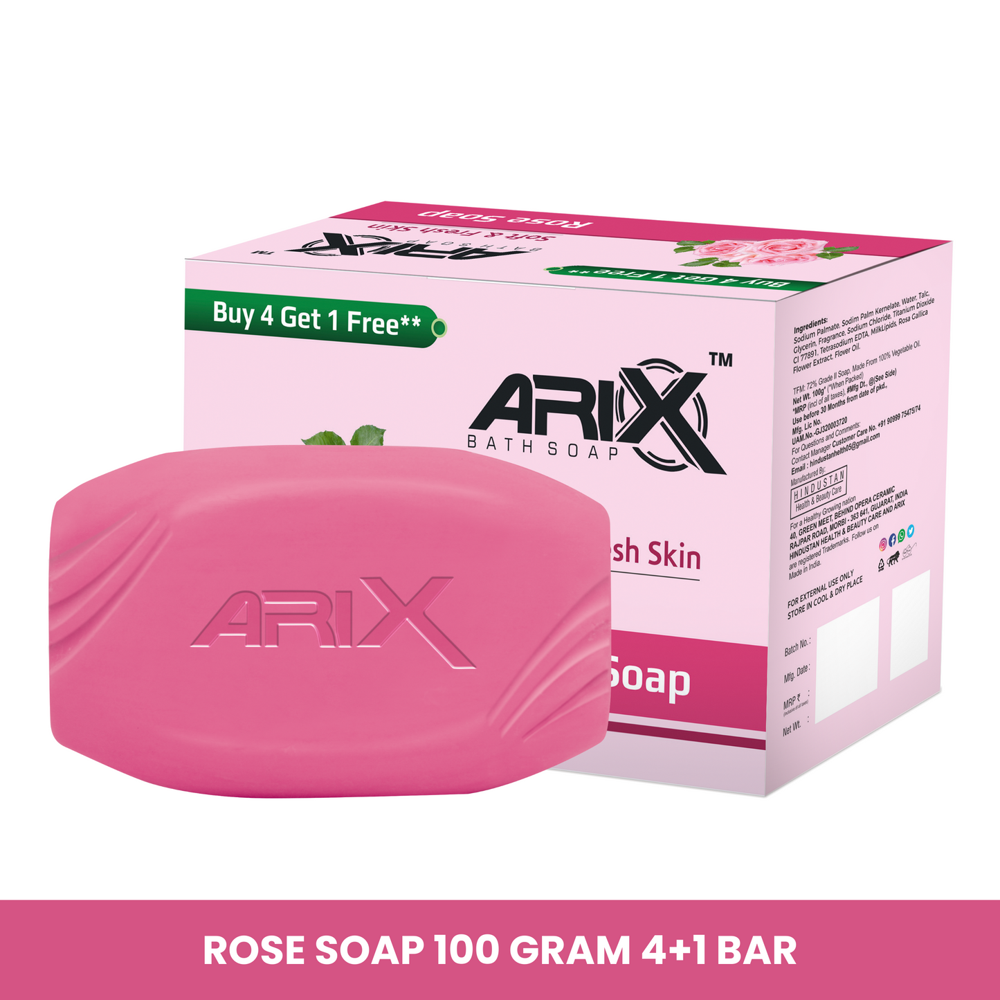 ARIX Almond Soap with Essential Oil I Natural Cleanser I Handmade Bathing Bar for Face & Body I Clear, Glowing & Radiant Skin, Moisturizing I for Women & Men with All Skin Type (Pack of 4 + 1)