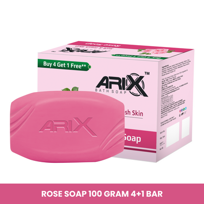 ARIX Almond Soap with Essential Oil I Natural Cleanser I Handmade Bathing Bar for Face & Body I Clear, Glowing & Radiant Skin, Moisturizing I for Women & Men with All Skin Type (Pack of 4 + 1)
