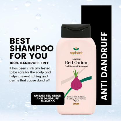 MBANI HEALTH CARE Herbal and Red Onion Anti-Dandruff Hair Shampoo I for Hair Growth & Hair Fall Control I with Natural Ingredients I Deep Nourishment, Shiny I for All Hair Types - 200ML + 200ML