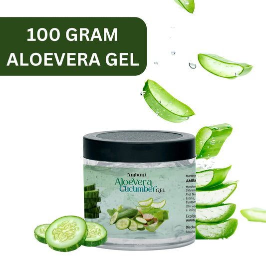 Ambani Health Care Herbal Aloevera Cucumber Gel 100gm, Hydrating & Soothing Moisturizer for Face, Skin & Hair, Paraben Free Cucumber Gel, Multipurpose Aloe vera Gel, Suitable For All Men & Women