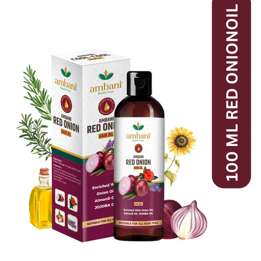 AMBANI HEALTH CARE Red Onion Hair Oil I with Comb Extension I Pure, Natural & Non-Sticky I Control Hair Fall & Dandruff I Stronger & Shiny Hair I Promotes Hair Growth I for All Hair Types (100ML)