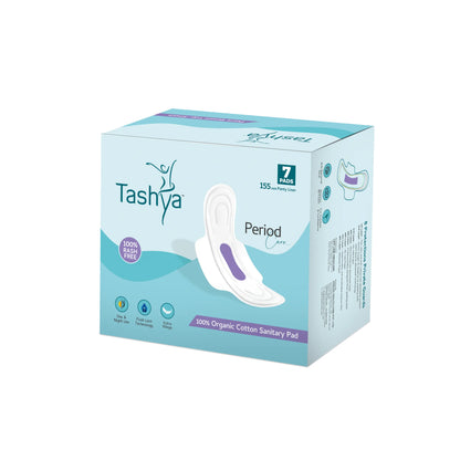 TASHYA Daily Use Panty Liners for Women I Cotton Soft Pantyliners Pad with Wide Optimal Coverage for Comfort I Ultra-Thin, Rash-Free, & Toxin-Free I Keeps You Dry & Fresh All Day Long I 155mm - 7 Pads