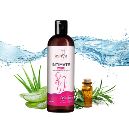 TASHYA Intimate Wash I Hygiene Wash for Women with Tea Tree Oil & Neem Extract I pH Balanced I Prevents Itching, Irritation & Dryness I for All Skin Types I Safe during Pregnancy & Periods – 100 ML