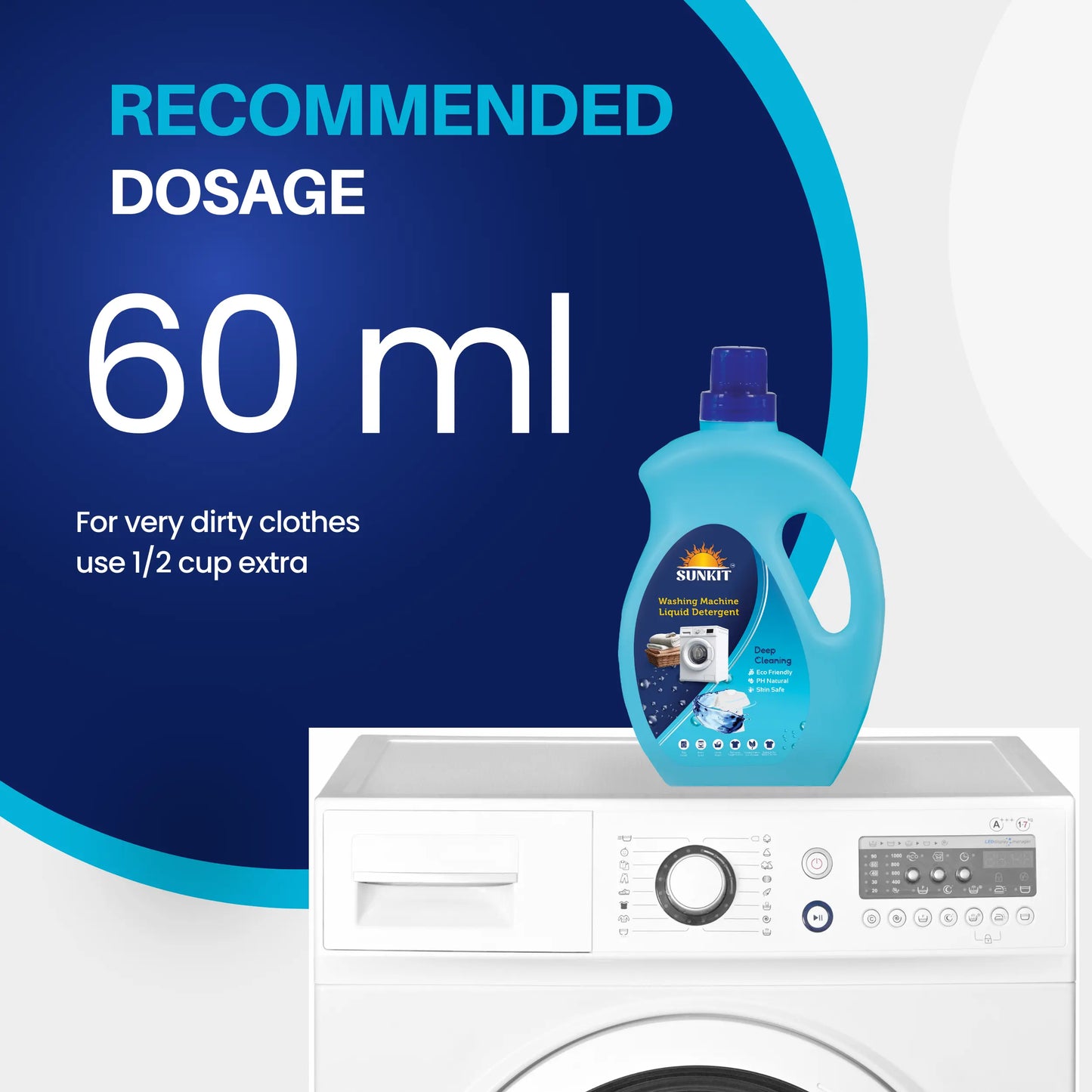 SUNKIT Liquid Detergent,I Eco-friendly Natural Ingredients I Long-Lasting Fresh Fragrance I Balanced PH, Non-Toxic I Tough Stain Removal I for All Types of Fabrics, Washing Machine & Hand Wash