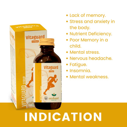 AMBANI HEALTH CARE Vitaguard Syrup I Ayurvedic Medicine I 100% Natural I Reduce Stress & Anxiety I Effective Antioxidant | Maintain Good Health I Made With Herbs (200 ML)