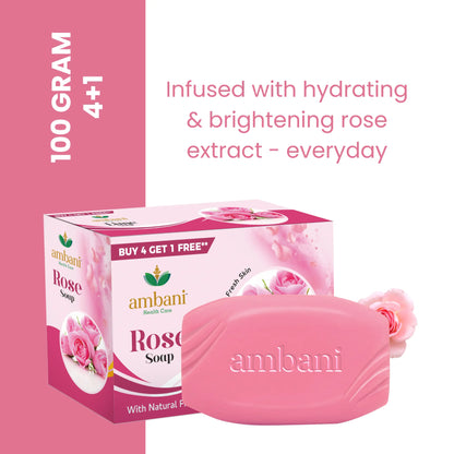 AMBANI HEALTH CARE Rose Soap I with Natural Fragrance I Handmade Bathing Bar for Face & Body I Skin-Friendly I Soft and Fresh Skin I Paraben & Sulphate Free I Ideal for All Skin Types (Set of 10)