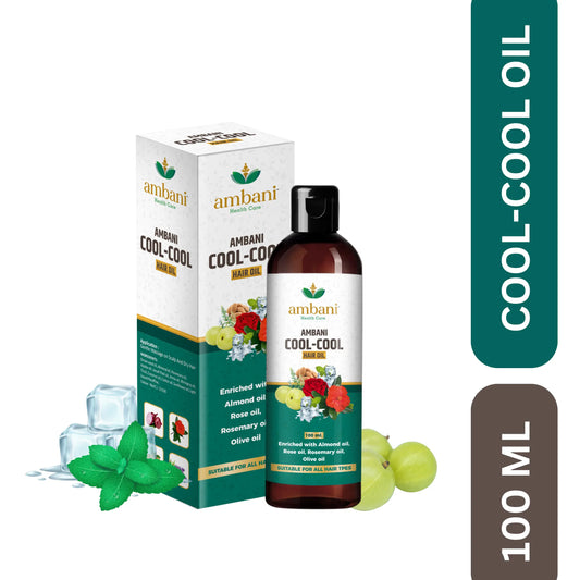 AMBANI HEALTH CARE Cool Hair Oil I with Comb Extension I Unique combination of Ayurvedic Herbs I Relief from Stress, Headache & Body Pain I for Strong, Thick & Shiny Hair I for All Hair Types (100ML)