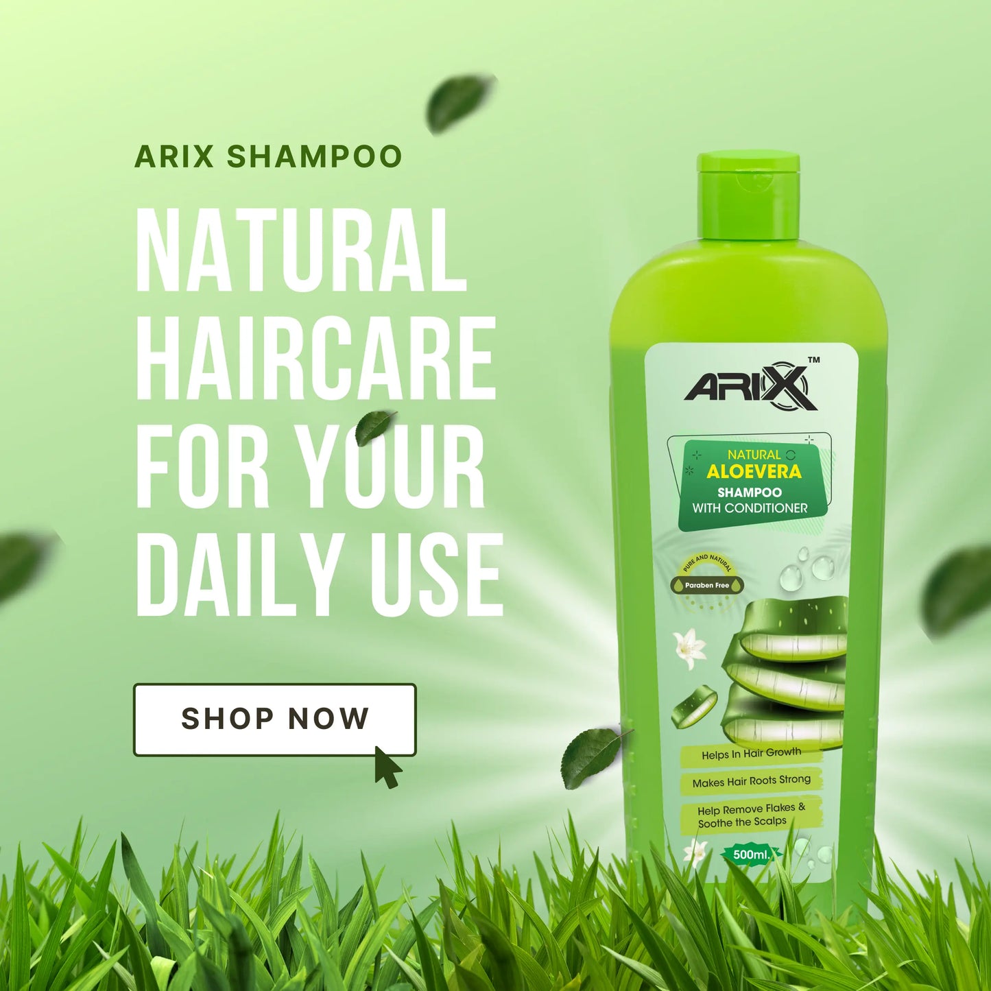 ARIX Natural Herbal Aloevera Shampoo Conditioner I for Dry & Frizz Free Hair I Enhance Shine, Strengthen, Soothe Scalp and Reduce Hair Fall I Paraben & Artificial free I for Women & Men