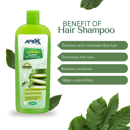 ARIX Natural Aloevera Shampoo Conditioner and Neem Soap I Herbal Bathing Bar with Essential Oils I for Women & Men (100ml + 5 Pcs)
