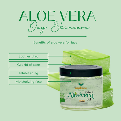 AMBANI HEALTH CARE Pure Aloe Vera Gel I Herbal Multipurpose Beauty Gel I No Parabens I Ideal for Skin, Face, Acne Scars, Hair Care, Moisturizer & Dark Circles I for All Types of Hair and skin (100g)