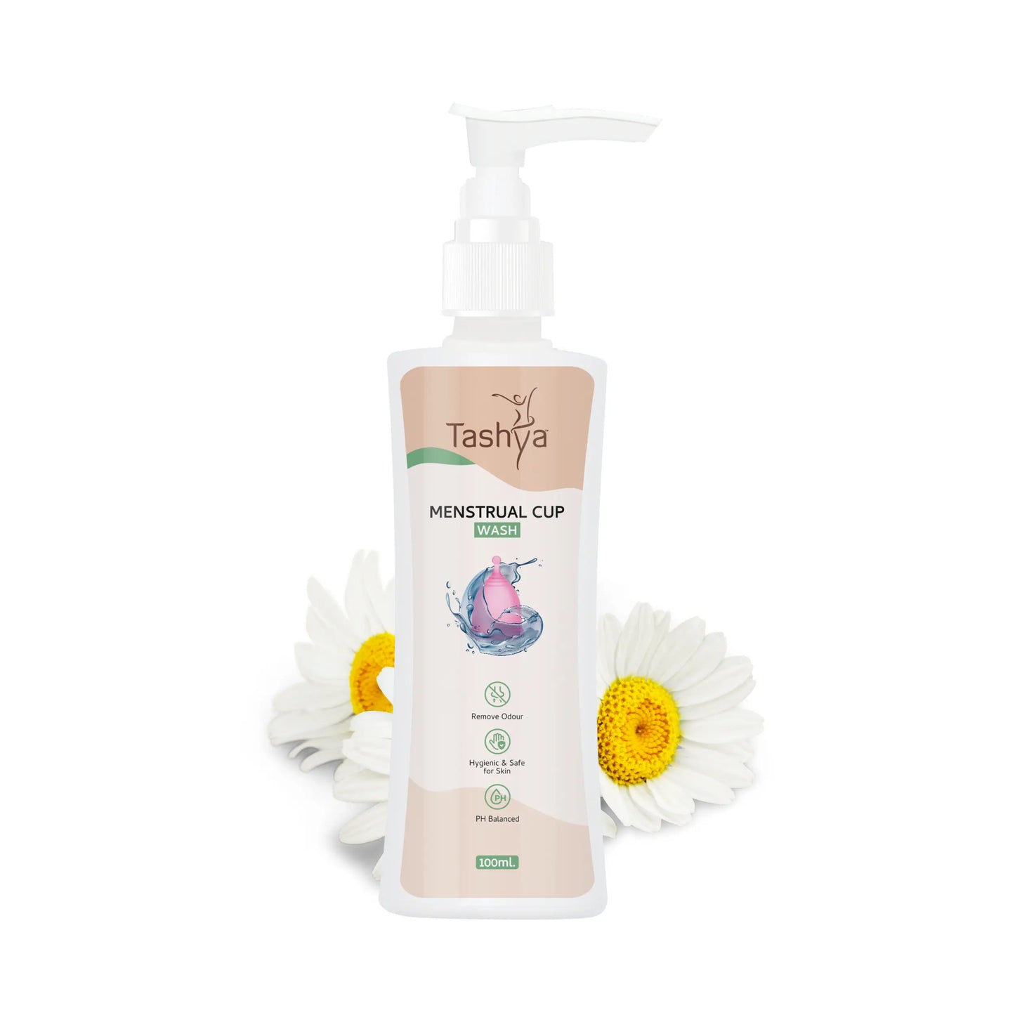 TASHYA Menstrual Cup Wash I Maintains Cup Hygiene I Paraben & Sulphate Free I Natural Foaming Cup Cleanser with Aloe vera, Daisy flower, Mix Fruit I Removes Odour & Stains I Safe for skin - 100 ML