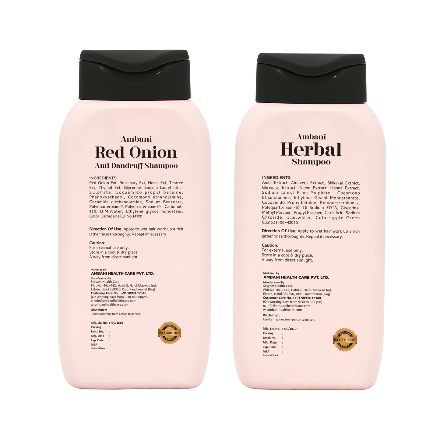 MBANI HEALTH CARE Herbal and Red Onion Anti-Dandruff Hair Shampoo I for Hair Growth & Hair Fall Control I with Natural Ingredients I Deep Nourishment, Shiny I for All Hair Types - 200ML + 200ML
