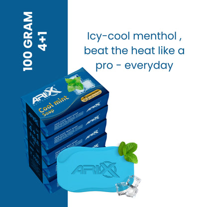 ARIX Cool Mint Soap I with Menthol Fresh I Handmade natural ingredients I Cooling & Soothing Effect on Skin I Deep Cleansing I Bathing Bar for Women & Men with All Skin Types (Set of 5)