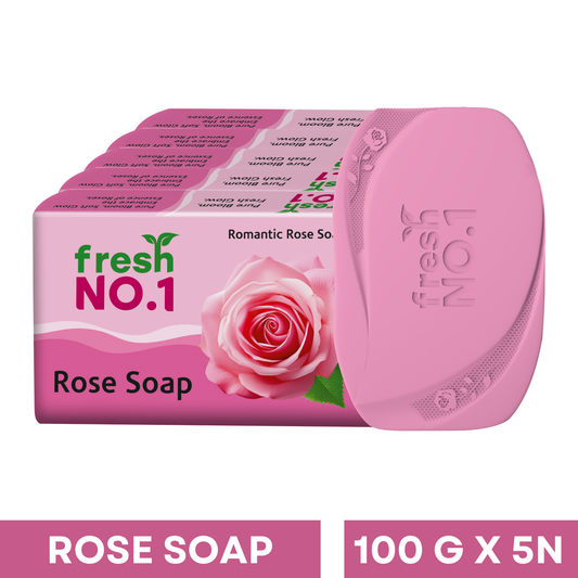 Glowing Rose Bathing Bar | Infused with Rose for Oil Control & Acne Care | Moisturising & Cleansing Bar | Pack of 5 x 100 g