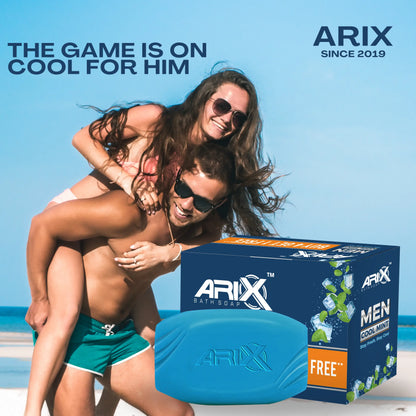 ARIX Cool Mint Soap for Men I Menthol & Mineral Energizer I Handmade Bathing Bar I Removing Dirt & Impurities I Cooling & Soothing Effect on Skin I Deep Cleansing I For All Skin Types (Set of 4 + 1)