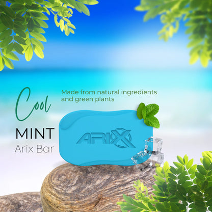ARIX Cool Mint Soap I with Menthol Fresh I Handmade natural ingredients I Cooling & Soothing Effect on Skin I Deep Cleansing I Bathing Bar for Women & Men with All Skin Types (Set of 5)