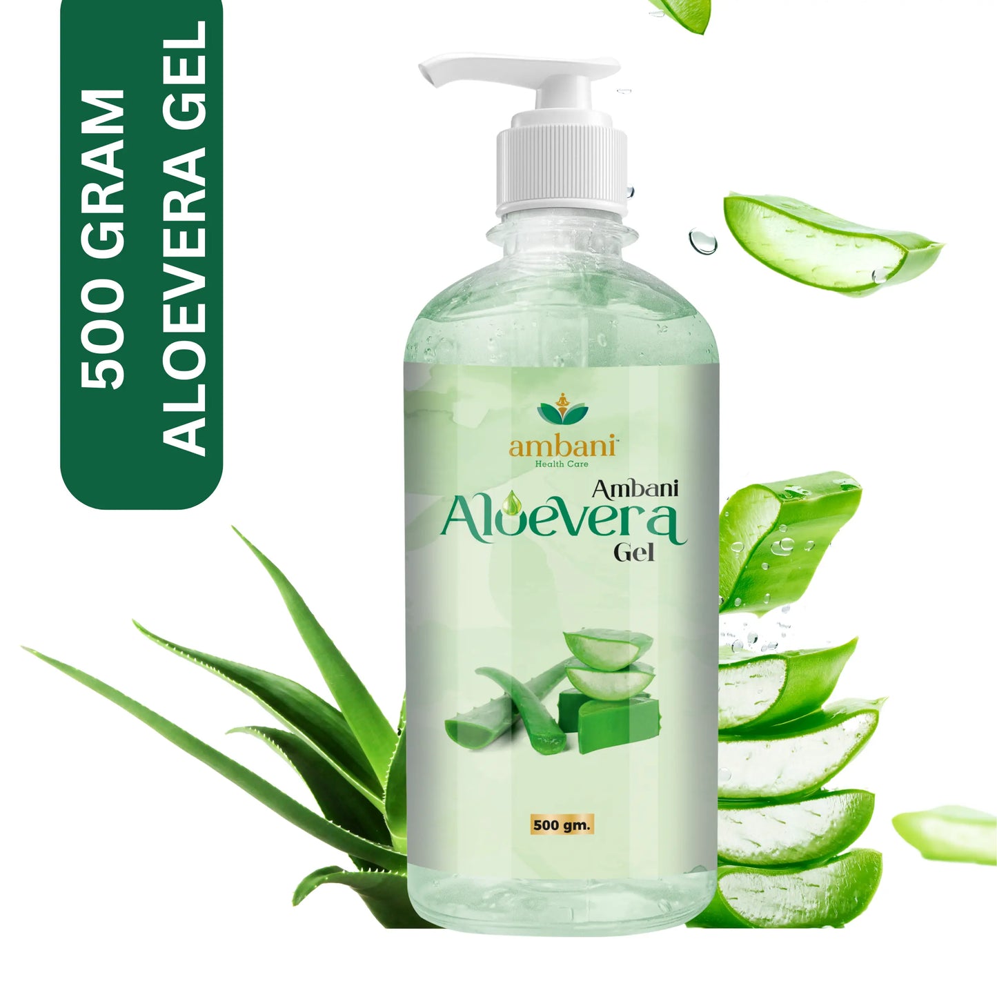 AMBANI HEALTH CARE Pure Aloe Vera Gel I Herbal Multipurpose Beauty Gel I No Parabens I Ideal for Skin, Face, Acne Scars, Hair Care, Moisturizer & Dark Circles I for All Types of Hair and skin (500g)
