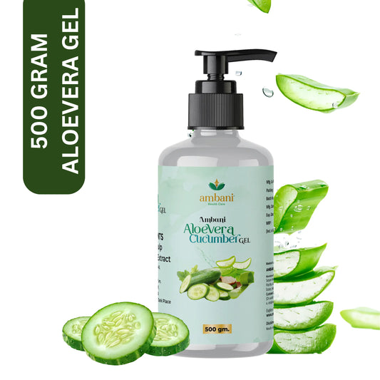 Ambani Health Care Herbal Aloevera Cucumber Gel 500gm, Hydrating, Moisturizing, Soothing Gel For Face, Skin & Hair, Quick Absorbing & Non-Sticky Gel, Refreshing Aloe Vera Gel For all Skin Type