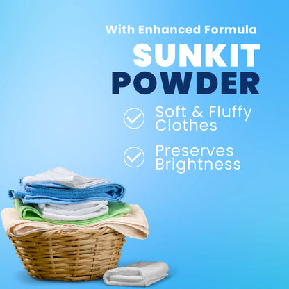 SUNKIT Detergent Powder I Power Plus Washing Powders I Removes Stains & Odour I Colour-Safe I Bright and Dazzling White Clothes I Safe and Gentle on Fabrics I for all Machine and Hand Wash