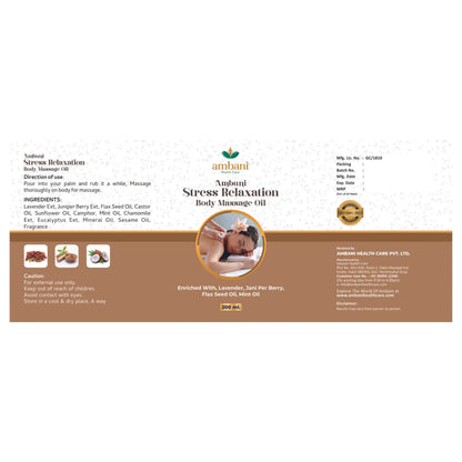 AMBANI HEALTH CARE Body Massage Oil for Stress Relief & Relaxation I Heals and Hydrates dry skin I Pure & Natural I Pain Relief I Soothing and Distressing I Suitable for All Skin Types