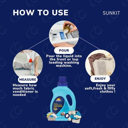 SUNKIT Fabric Conditioner I Eco-friendly & Non-Toxic I After Wash Liquid Fabrics Softener with Long-Lasting Fragrance I Protects Shine & Safe for Baby Clothes I for Washing Machine & Hand Wash - 500ml